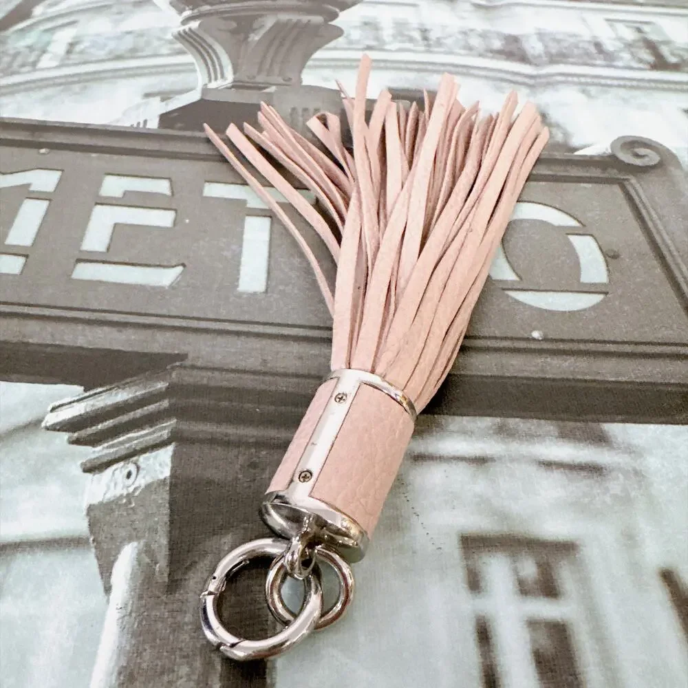 Michael Kors 35H6GKCK2L Blush Pink Large Leather Tassel Bag Charm Keychain NWT
